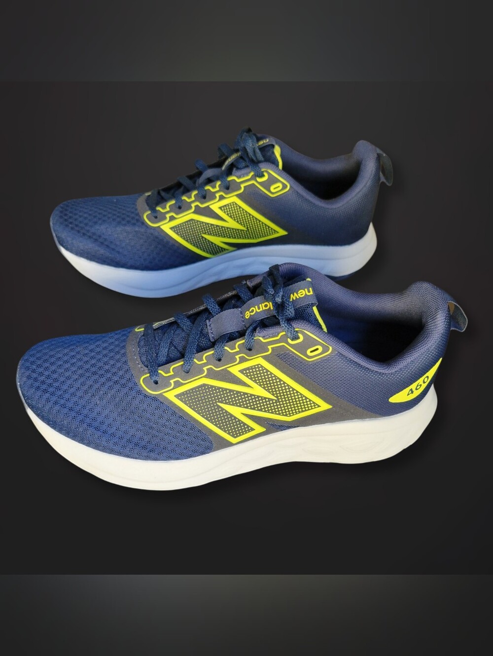 New Balance Men's Navy with Neon Yellow Athletic Running Shoes 10.5